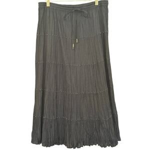 Black maxi skirt, PL, bohemian, minimalist,‎ artisanal, relaxed, flowy, casual